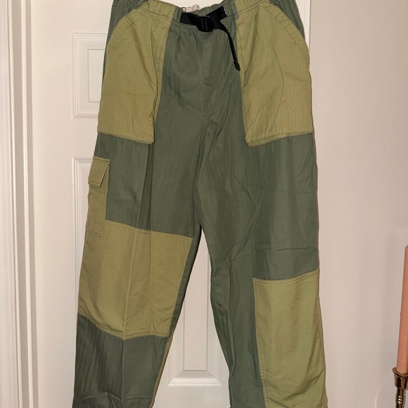 BDG Pants - BDG Two-Tone Olive Patchwork Wide Leg Pants